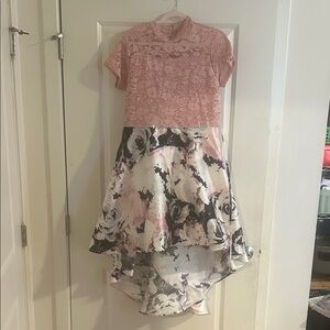 Speechless Pink Lace and Floral Kids Dress